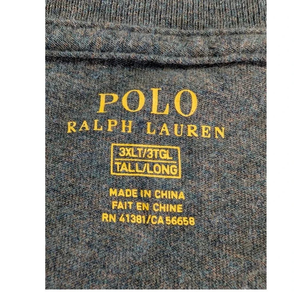 Polo Ralph Lauren T-Shirt Mens 3XLT Olive Green Long Sleeve Heathered Pony Logo